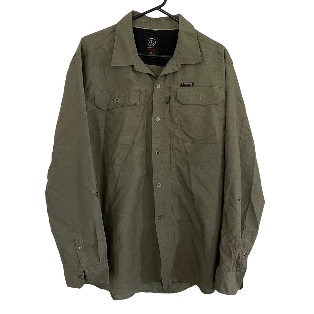 Wrangler ATG Shirt Olive Green Long Sleeve Button Down Mens XL Gorpcore Workwear - Picture 3 of 7
